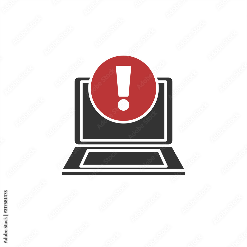 Aufkleber concept of application error. attention message bubble of spam data, insecure connection, scam, viru