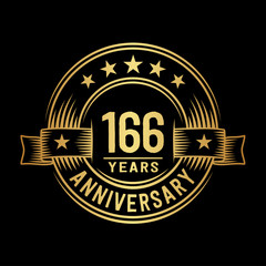 166 years anniversary celebration logotype. Vector and illustration.