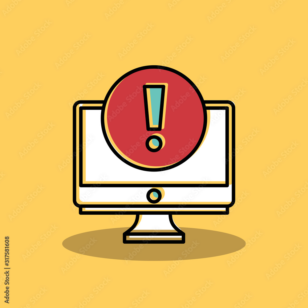 Aufkleber concept of application error. attention message bubble of spam data, insecure connection, scam, viru