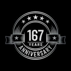 167 years anniversary celebration logotype. Vector and illustration.