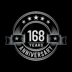 168 years anniversary celebration logotype. Vector and illustration.