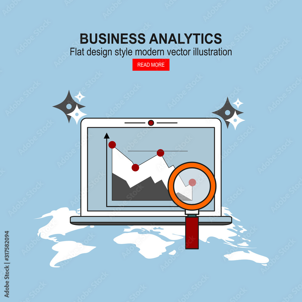 Poster business analytic graph report . business investment planning.business analytics. data analytics. se