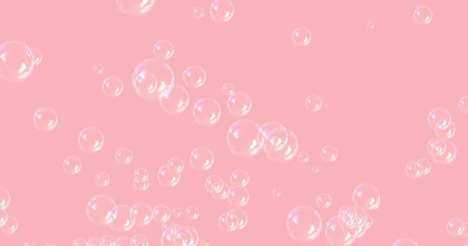Romantic pink pattern with bubbles. For St. Valentines Day, Mother's Day, wedding anniversary. Wedding invitation e-card. 3D rendering animation. Seamless loop 4k video.