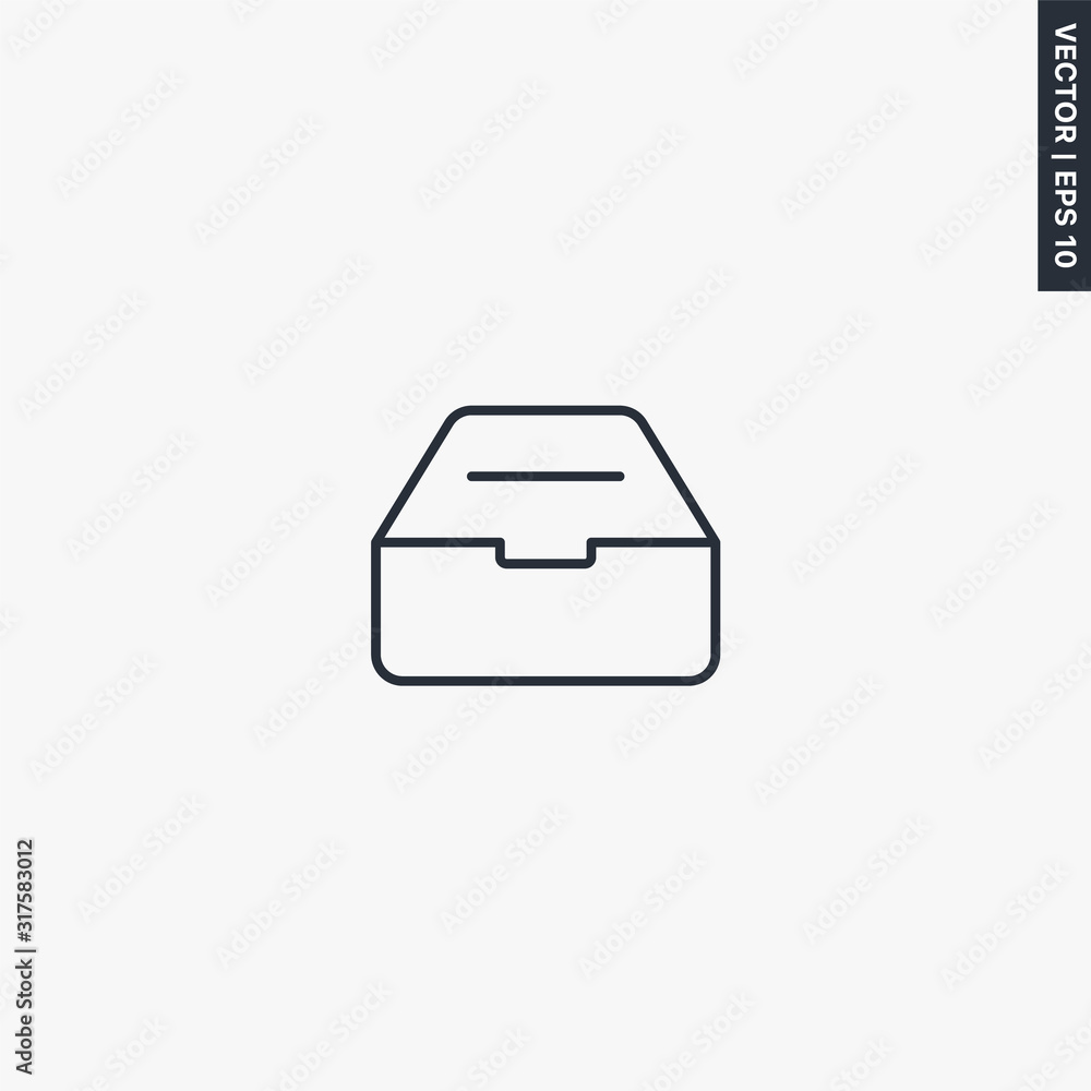 Poster drawer, linear style sign for mobile concept and web design