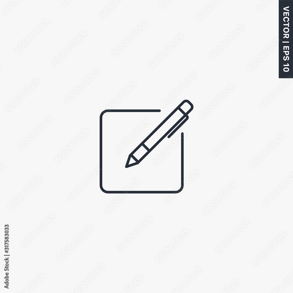 Poster edit, linear style sign for mobile concept and web design