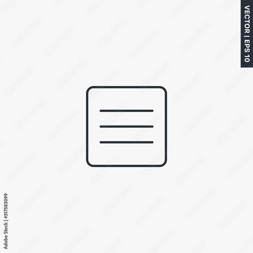 Poster expand menu, linear style sign for mobile concept and web design