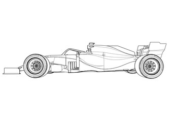 Silhouette F1 Car Vector