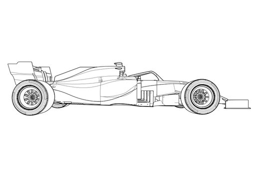 Silhouette F1 Car Vector