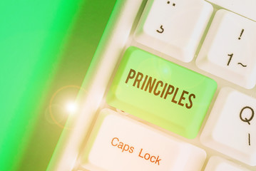 Word writing text Principles. Business photo showcasing fundamental truth that serves as the base...