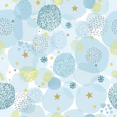 Tapeten It's a boy. Baby shower with square, stars background seamless fabric pattern © Gulsen Gunel