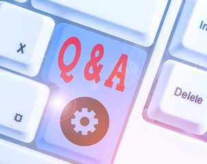 Text sign showing Q And A. Business photo text defined as questions being asked and answers