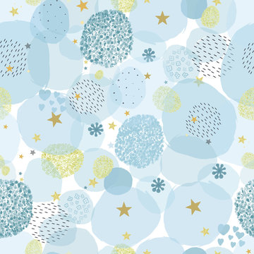 It's a boy. Baby shower with square, stars background seamless fabric pattern