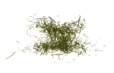 Spice Dried dill isolated. Pile of dried dill seasoning isolated over the white background.