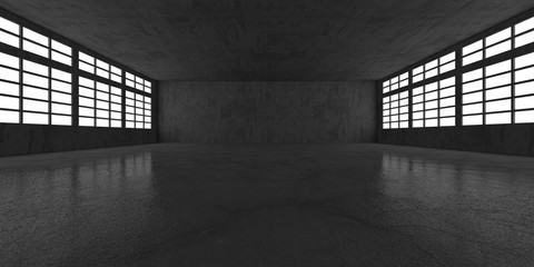 Dark concrete empty room. Modern architecture design