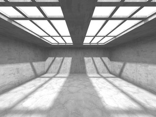 Dark concrete empty room. Modern architecture design