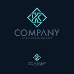 Logo. Initial K logo design inspiration. Initial linear square logo design inspiration.