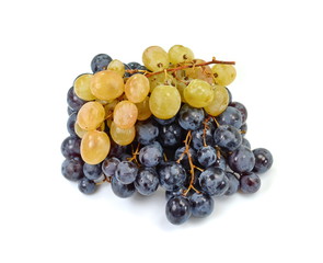 A bunch of overripe grapes isolated on white background.