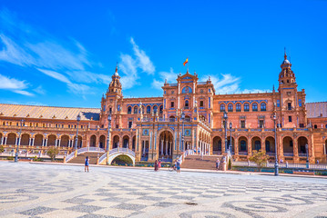 The central building in Plaza de Espana in Seville, Spain
