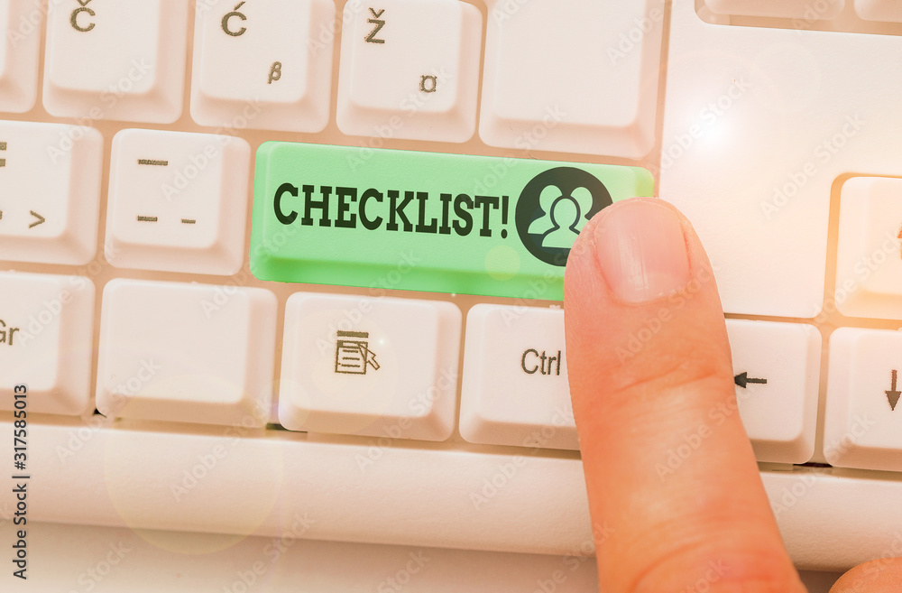 Poster writing note showing checklist. business concept for list items required things be done or points co