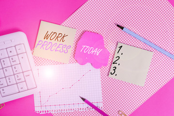 Word writing text Work Process. Business photo showcasing Standard procedures how to handle a...