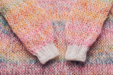 Rainbow knitting wool texture background.