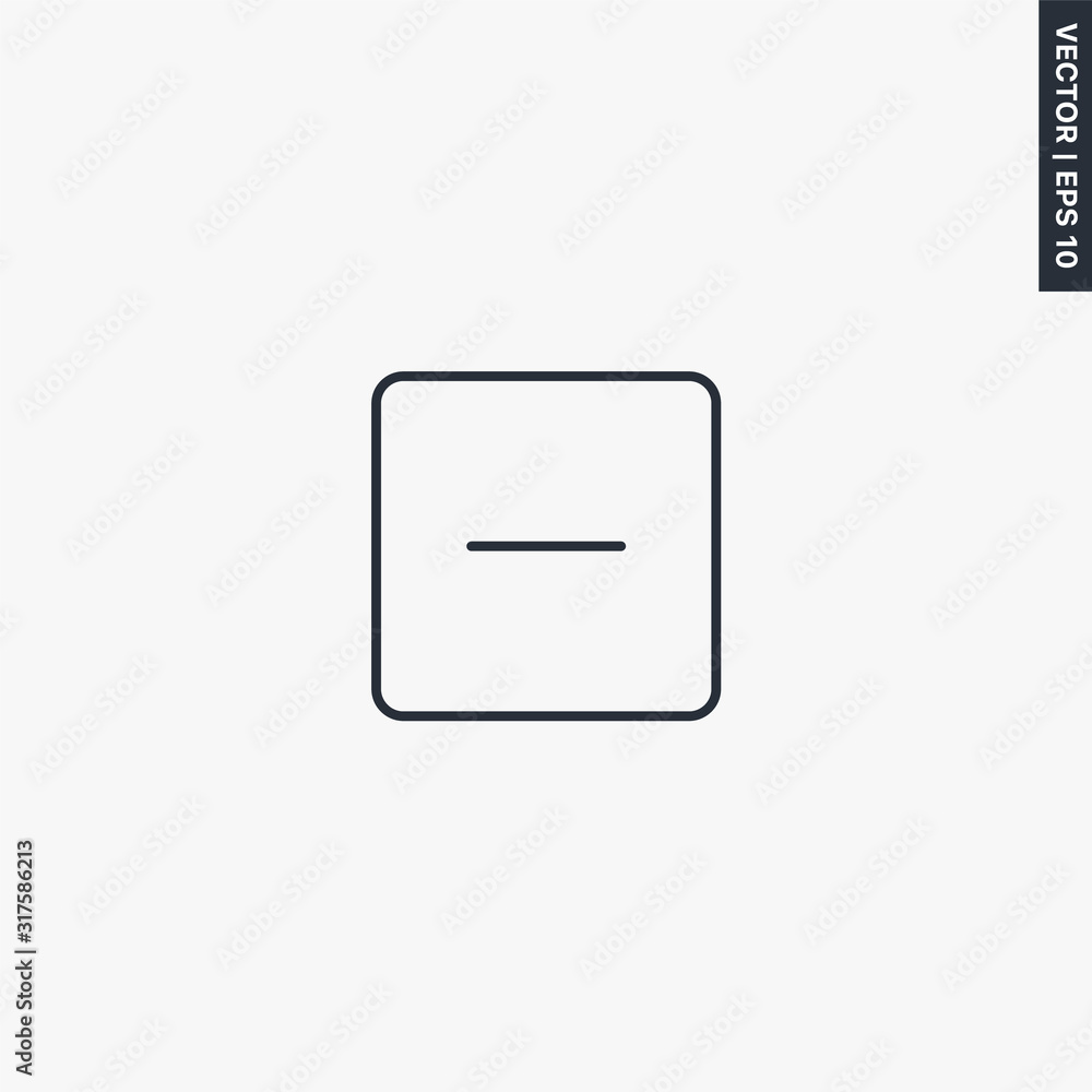 Poster minus, linear style sign for mobile concept and web design