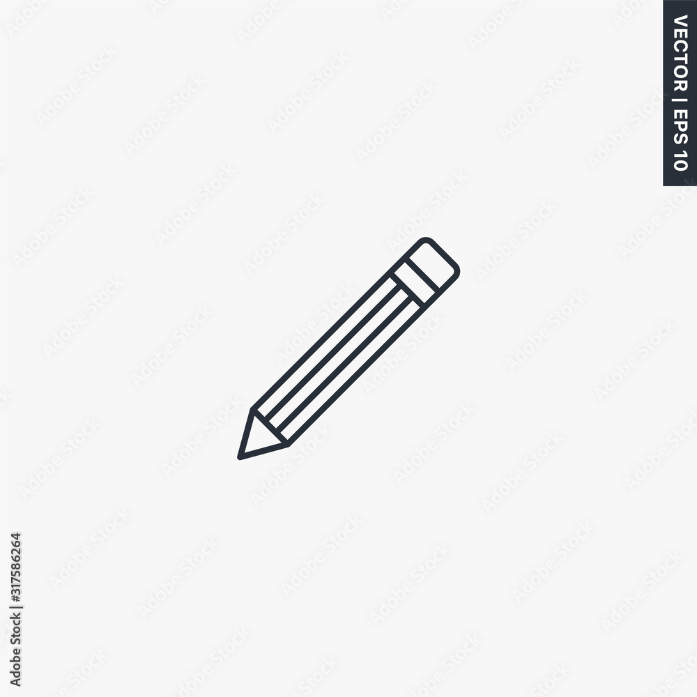 Poster pencil, linear style sign for mobile concept and web design