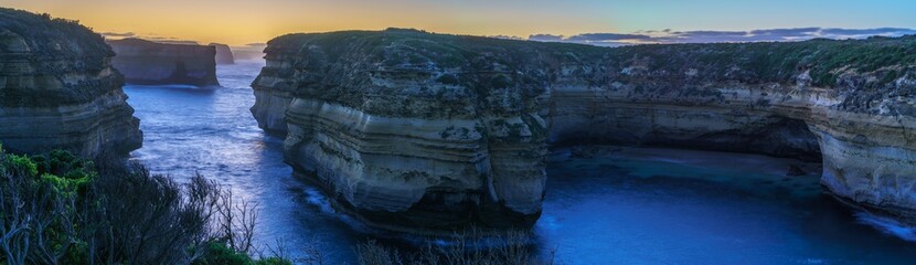 mutton bird island at sunrise, great ocean road in victoria, australia