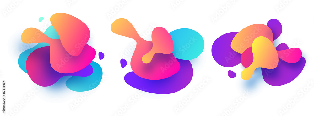 Poster fluid color badges set. abstract shapes composition. eps10 vector illustraction