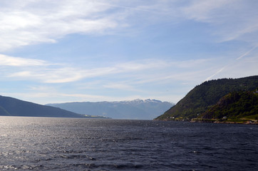 Fototapeta na wymiar Sognefjord, Norway, Scandinavia. View from the board of Flam - Bergen ferry. 