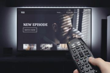 VOD service on television. TV streaming concept