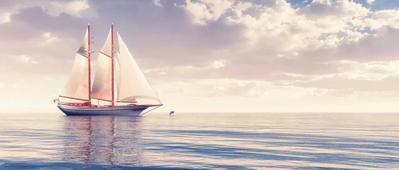 Fotobehang zeilboot zeilen in de zee © juanjo