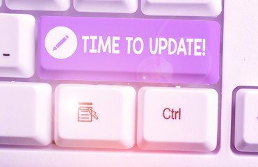 Text sign showing Time To Update. Business photo showcasing the act of officially suggesting...