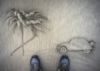 objects embedded in the sand