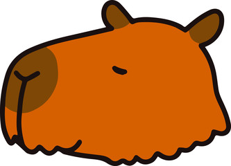 Outlined simple and cute brown capybara