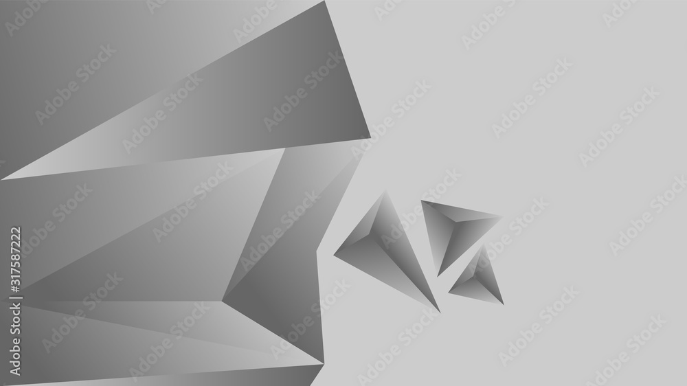 Poster polygon triangle in black and white vector gradient background