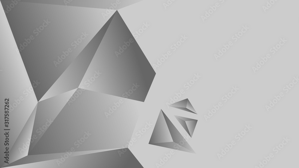 Poster polygon triangle in black and white vector gradient background