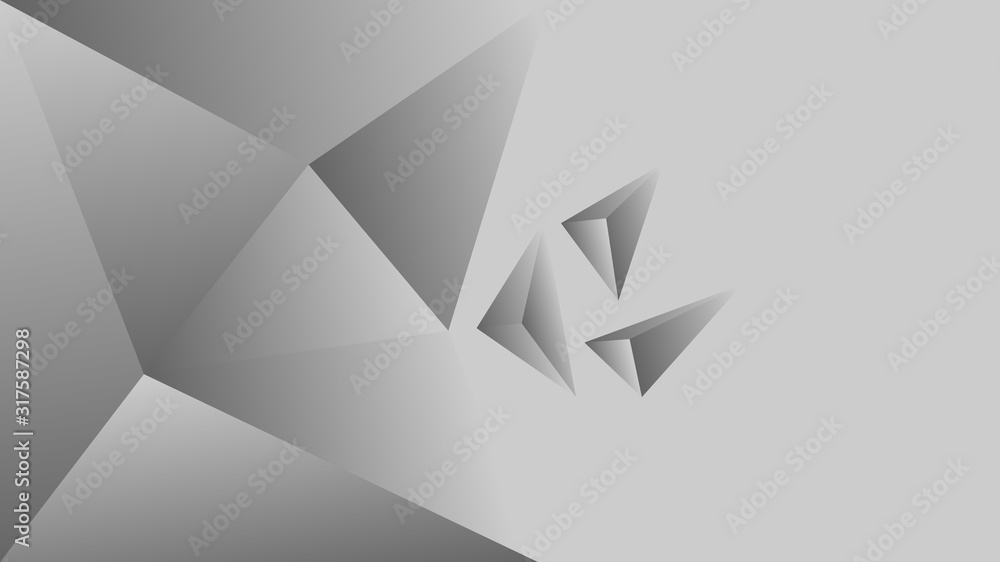 Poster polygon triangle in black and white vector gradient background