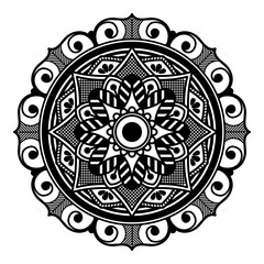 Decorative hand-drawn round pattern in the form of a mandala