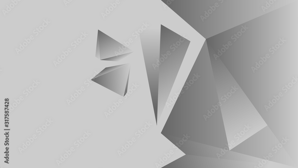 Poster polygon triangle in gray vector gradient background