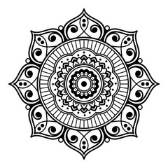 Decorative hand-drawn round pattern in the form of a mandala