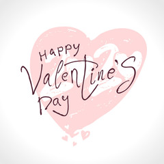 Big gentle Heart 2020. Happy Valentine's Day 2020 modern calligraphy. Valentines day holidays typography print, postcard, t-shirt and more. Vector illustration