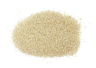 Organic Quinoa (Chenopodium quinoa) seeds isolated on white background. Macro close up. Top view. quinoa seeds isolated on white background. 