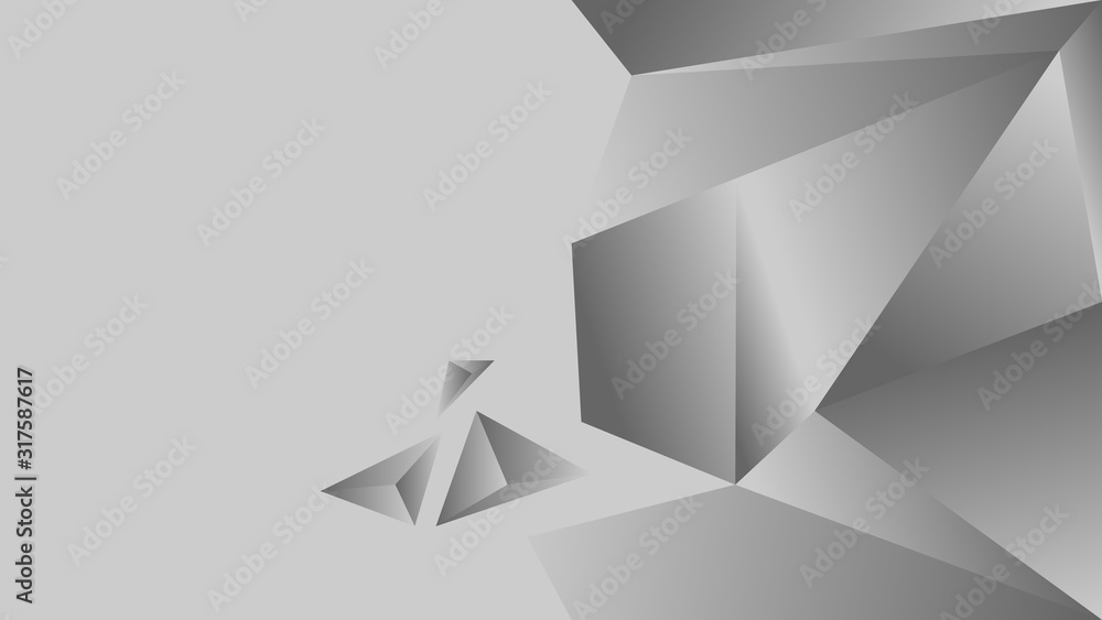Poster polygon triangle in gray vector gradient background