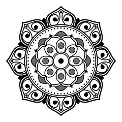 Decorative hand-drawn round pattern in the form of a mandala