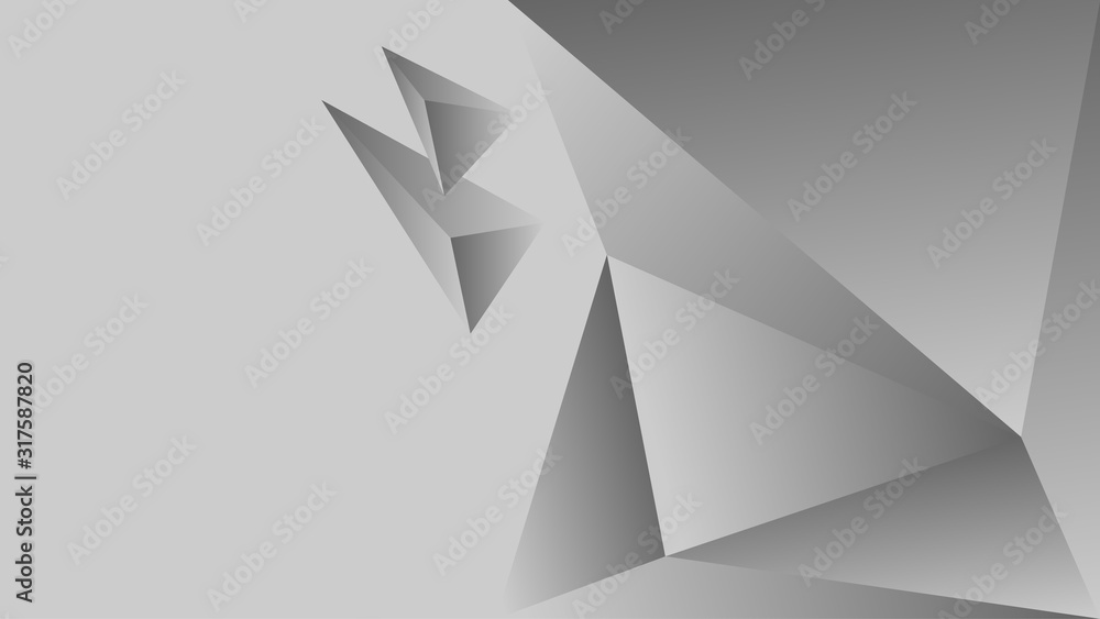 Poster polygon triangle in gray vector gradient background