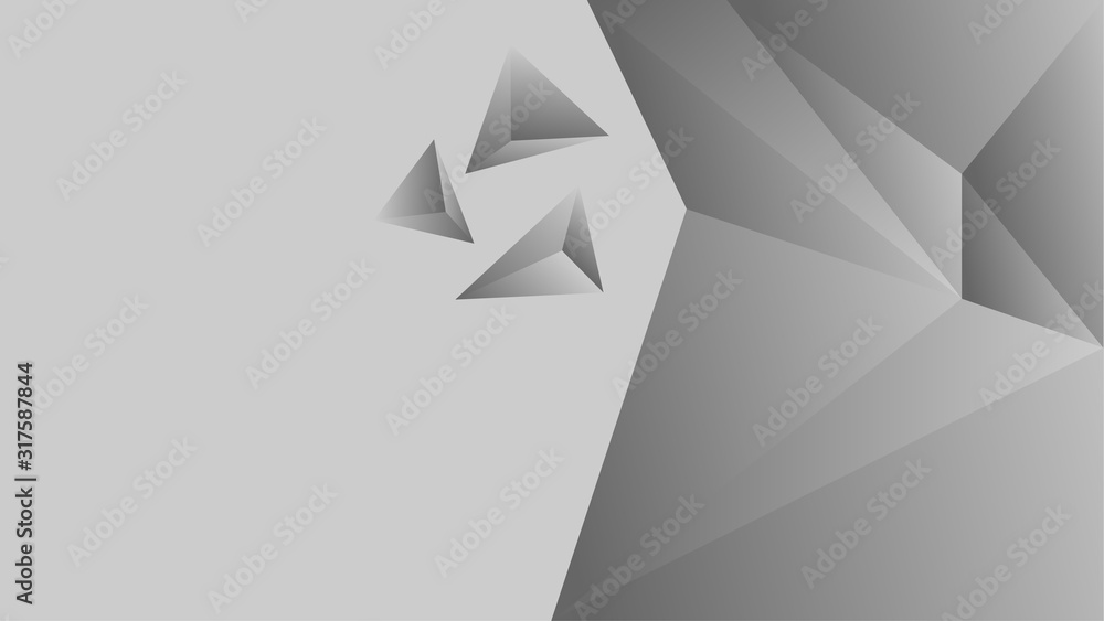 Poster polygon triangle in gray vector gradient background