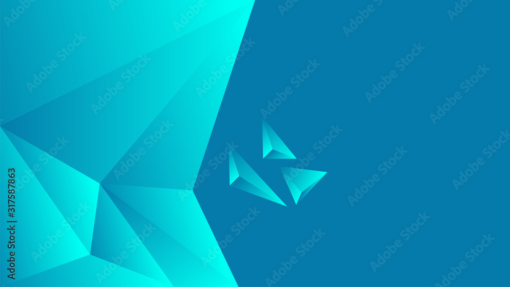 Poster polygon triangle in blue vector gradient background