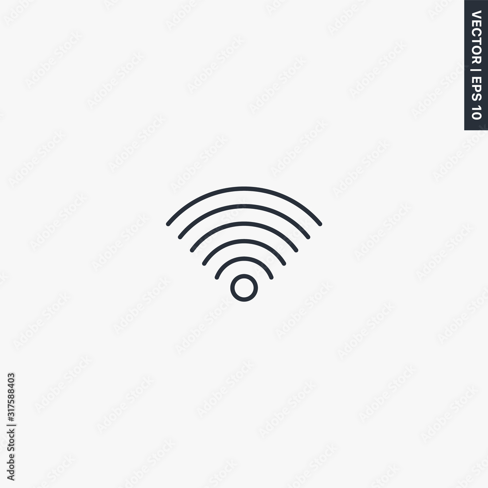 Poster wifi, linear style sign for mobile concept and web design