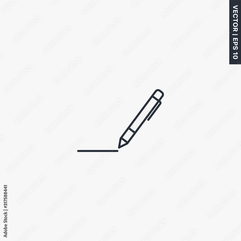 Poster write, linear style sign for mobile concept and web design